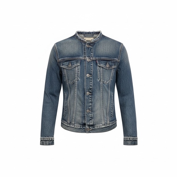 All Saints Jackets & Blazers - AllSaints Raw Destroyed Collar Denim Jacket Small EUC Minimalist